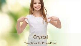  Presentation with girl design - Cool new presentation theme with outline green - t-shirt design concept - smiling backdrop and a soft green colored foreground