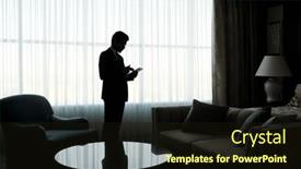  Presentation with curtains - PPT layouts featuring outline-of-young-businessman-using background and a wine colored foreground