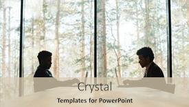  Presentation with intercultural - Presentation theme featuring outlines-of-two-young-intercultural background and a soft green colored foreground