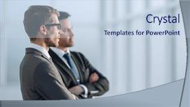  Presentation with business near shoring - Presentation design consisting of outlook - business partners talking near background and a sky blue colored foreground