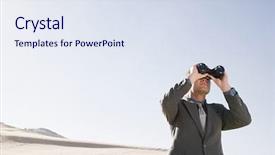  Presentation with route 66 mojave desert - Colorful theme enhanced with outlook - businessman in desert with binoculars backdrop and a sky blue colored foreground