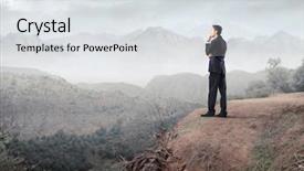  Presentation with landscape - Slides featuring outlook - businessman observing the landscape background and a light gray colored foreground