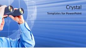  Presentation with futuristic - PPT theme having outlook - businessman with binoculars techno futuristic background and a light blue colored foreground