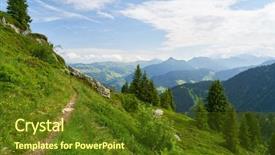  Presentation with hiking - Presentation featuring outlook - hiking path in summer background and a tawny brown colored foreground