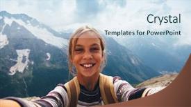  Presentation with autumn - PPT theme having outlook - pre teen girl taking selfie background and a sky blue colored foreground