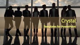  Presentation with next - Audience pleasing theme consisting of outlook - silhouette of a business team backdrop and a tawny brown colored foreground