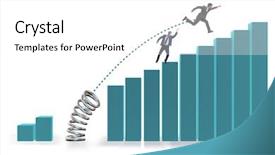  Presentation with quiz competition - Slides with outperform - businessman outperforming his competition jumping background and a  colored foreground