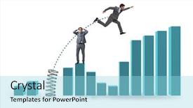  Presentation with quiz competition - Slide deck consisting of outperform - businessman outperforming his competition jumping background and a  colored foreground