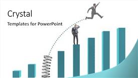  Presentation with congratulations dance competition - Beautiful theme featuring outperform - businessman outperforming his competition jumping backdrop and a  colored foreground