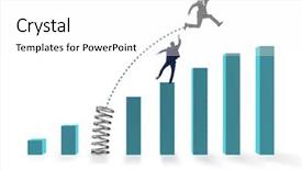  Presentation with competition - Beautiful presentation theme featuring outperform - businessman outperforming his competition jumping backdrop and a white colored foreground