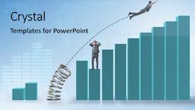  Presentation with competition official - Presentation theme enhanced with outperform - businessman outperforming his competition jumping background and a  colored foreground