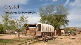  Presentation with wild wild west - PPT theme having outpost of the wild west background and a light blue colored foreground