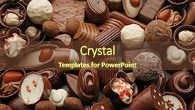  Presentation with chocolate - Slides with output - assortment of delicious chocolate candies background and a tawny brown colored foreground