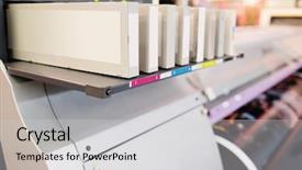  Presentation with digital printing - Amazing PPT theme having output - digital printing machine - cartridges backdrop and a light gray colored foreground