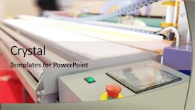  Presentation with machine - Presentation design consisting of output - image of a professional printing background and a soft green colored foreground