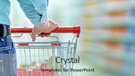  Presentation with shopping - Presentation theme consisting of output - young man with shopping cart background and a lemonade colored foreground