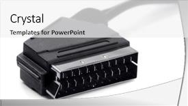  Presentation with connector - Cool new presentation theme with output device - male scart connector isolated backdrop and a white colored foreground
