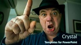  Presentation with angry - Cool new slides with outraged-angry-man-threatens backdrop and a navy blue colored foreground