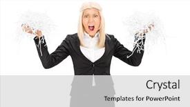  Presentation with document in clinical research - Audience pleasing slide deck consisting of outraged businesswoman holding a shredded backdrop and a light gray colored foreground