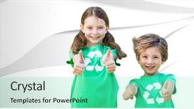  Presentation with siblings - Presentation design consisting of outreach - happy siblings in green background and a seafoam green colored foreground