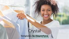  Presentation with portrait of excited overjoyed female - Amazing presentation theme having outreach - portrait of a smiling female backdrop and a light blue colored foreground