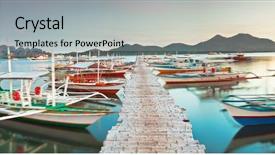  Presentation with pier at sunset - Slides enhanced with outrigger - panorama of the wooden pier background and a  colored foreground