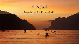  Presentation with coast guard ship - Cool new theme with outrigger - ship silhouette at coastal sunset backdrop and a  colored foreground