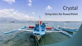  Presentation with boat - Amazing theme having outrigger boat moored at wharf backdrop and a  colored foreground