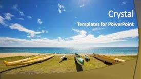  Presentation with honolulu hawaii waikiki beach - Amazing slide deck having outrigger canoe on hawaiian beach backdrop and a teal colored foreground