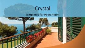  Presentation with sea - Cool new PPT theme with outside exterior with sea view backdrop and a light blue colored foreground