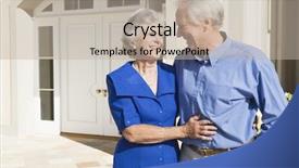  Presentation with senior couple - PPT layouts featuring outside front door of house background and a mint green colored foreground