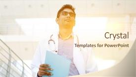  Presentation with doctor asian - Audience pleasing slide deck consisting of outside hospital building beautiful golden backdrop and a cream colored foreground