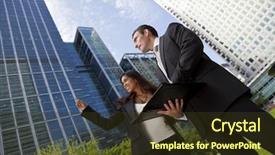  Presentation with environment - Audience pleasing slides consisting of outside in a modern city backdrop and a tawny brown colored foreground