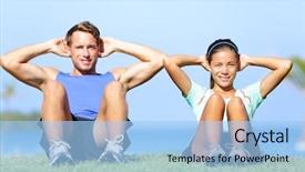  Presentation with elderly people exercise patient training - Amazing presentation theme having outside in grass in summer backdrop and a light blue colored foreground