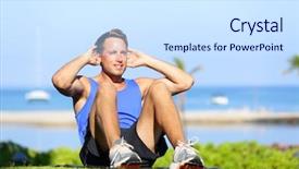  Presentation with workout - Beautiful presentation theme featuring outside male fitness model training backdrop and a sky blue colored foreground