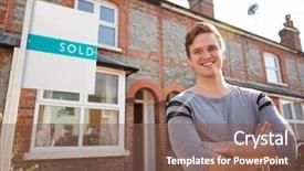  Presentation with new home - Slides enhanced with outside new home with sold background and a tawny brown colored foreground