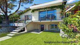  Presentation with villa - Amazing slide set having garden on the lake backdrop and a gold colored foreground