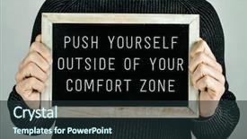  Presentation with close up of young girls - Slide deck with outside of your comfort zone background and a wine colored foreground