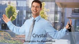  Presentation with office - Colorful presentation theme enhanced with outside office leaving from work backdrop and a light blue colored foreground