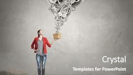  Presentation with thinking outside box - Presentation theme featuring outside the box thinking background and a gray colored foreground