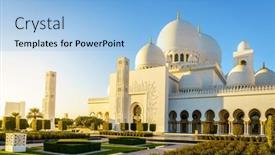  Presentation with abu dhabi - Presentation design with outside-view-of-sheikh-zayed background and a light blue colored foreground