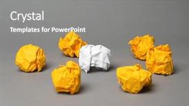  Presentation with crumpled paper various balls - Colorful slide set enhanced with outstanding leaders - crumpled paper balls and one backdrop and a gray colored foreground