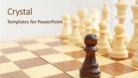  Presentation with chess board - PPT layouts enhanced with outstanding leaders - wooden chess figures and one background and a sky blue colored foreground