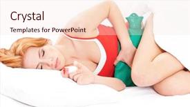  Presentation with ovary - Presentation featuring ovary - woman in bed background and a lemonade colored foreground