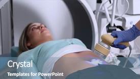  Presentation with ovary - Colorful slide deck enhanced with ovary - young woman undergoing laser treatment backdrop and a seafoam green colored foreground