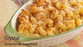  Presentation with macaroni - Amazing slide deck having oven baked mac and cheese backdrop and a yellow colored foreground