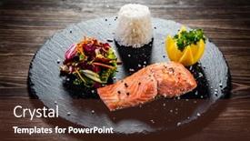  Presentation with basmati rice white rice rice - PPT layouts consisting of oven-baked-salmon-steak background and a tawny brown colored foreground