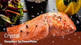 Presentation with basmati rice white rice rice - Colorful PPT layouts enhanced with oven-baked-salmon-steak backdrop and a crimson colored foreground