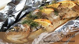  Presentation with trout - PPT layouts consisting of aluminum foil - oven baked trout stuffed background and a  colored foreground