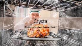  Presentation with cook chef - Cool new presentation theme with oven cook perplexed and angry backdrop and a soft green colored foreground